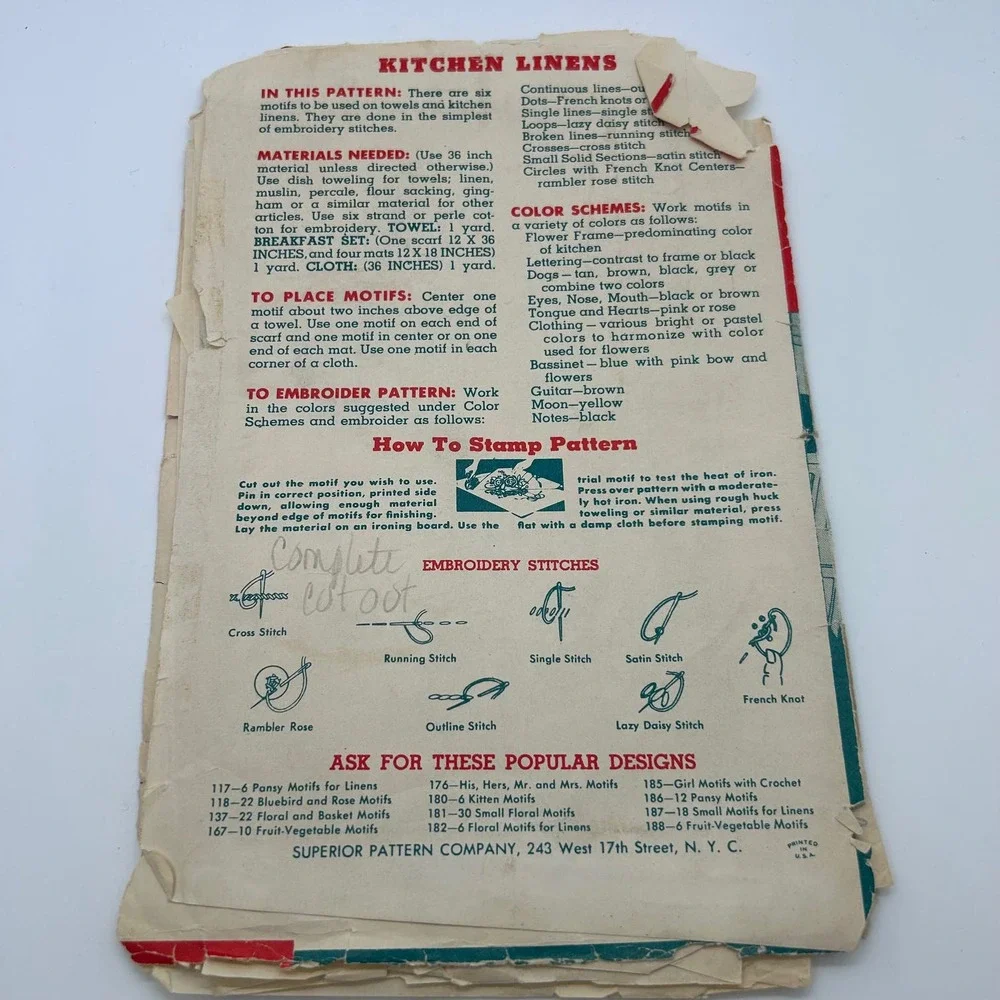 Vogart And Superior Vintage Hot Iron Transfers Lot Of 2‎